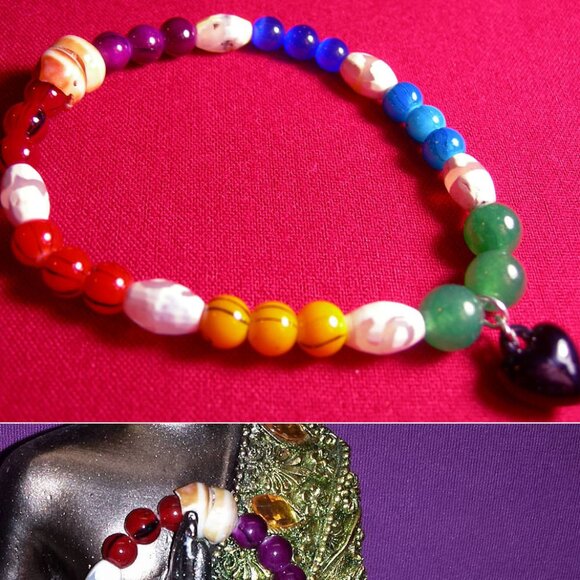 TDD Custom Made One Size Fits Most Chakra (#1584) Agate Puka Yoga Bracelet - Picture 4 of 5